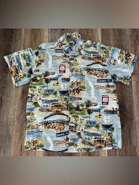 High Seas Trading Company Historic Hwy 101 Hawaiian Shirt Men’s Size M LIKE NEW!